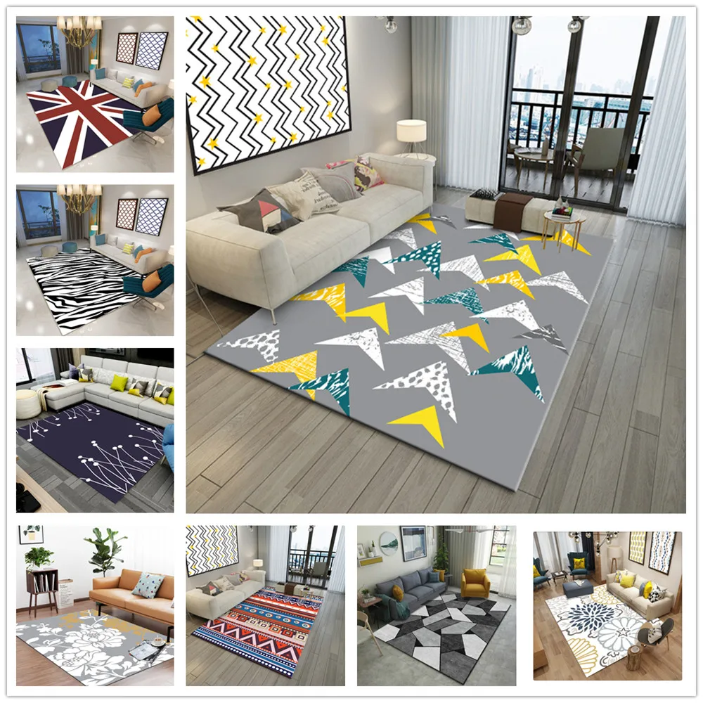 

Nordic Simple Carpet Living Room Sofa Coffee Table Blanket Bedside Bed Mat Floor Bedroom Slip Rug Kids Playing Print Mat