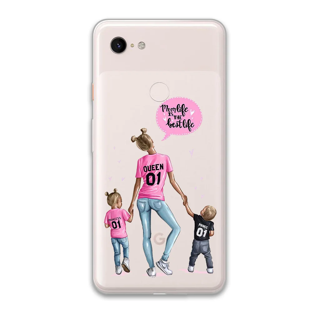 

Super Mom Girl Case For Google Pixel 4 5 3 2 XL Cover for Pixel 3a 4a XL Soft Silicone TPU Luxury Shockproof protect Phone Funda