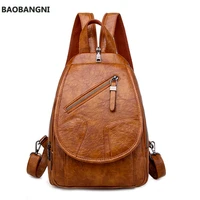 women leather backpacks high quality luxury designer bagpack ladies female pack rucksacks for girls solid travel