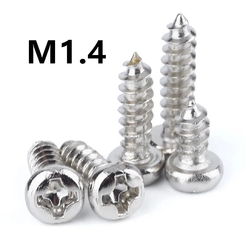 

1000pcs/lot M1.4x3/4/5/6/8mm GB845 PA Nickel plated round head micro pan head cross tapping screw