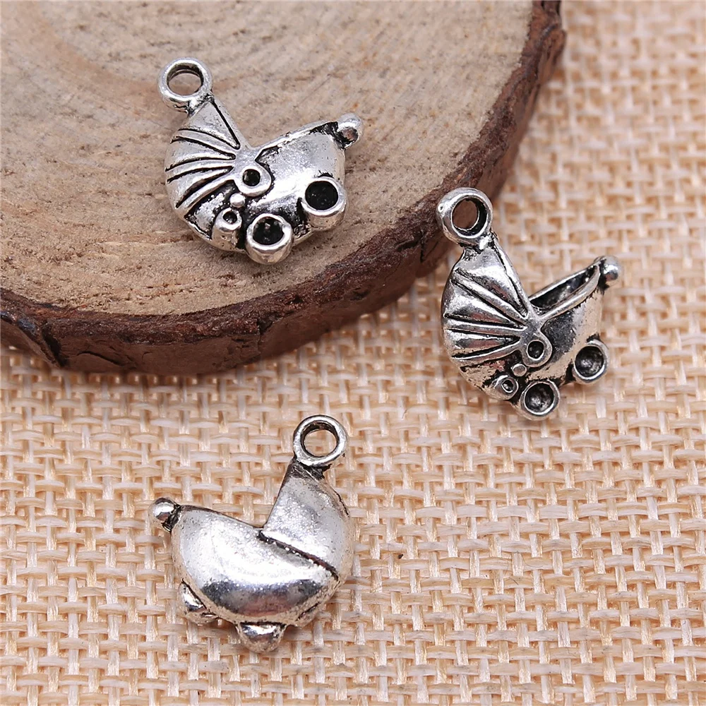 

10pcs Charms 3D Baby Carriage Buggy Pram 16x13mm Antique Making Pendant Fit DIY Handmade Jewelry