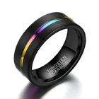 Мужскойженский классический обручальный браслет, 8 мм, Радужный Вольфрам основное кольцо, разноцветные ювелирные изделия, братские кольца для ЛГБТ