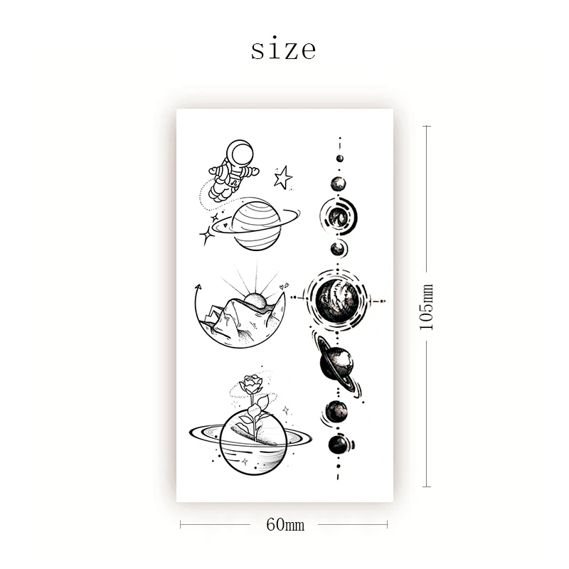 

Astronaut Star Universe Temporary Tattoo Sticker Sexy Rose Mountain Fake Tattoos Waterproof Tatoos Neck Arm Small Size Women men
