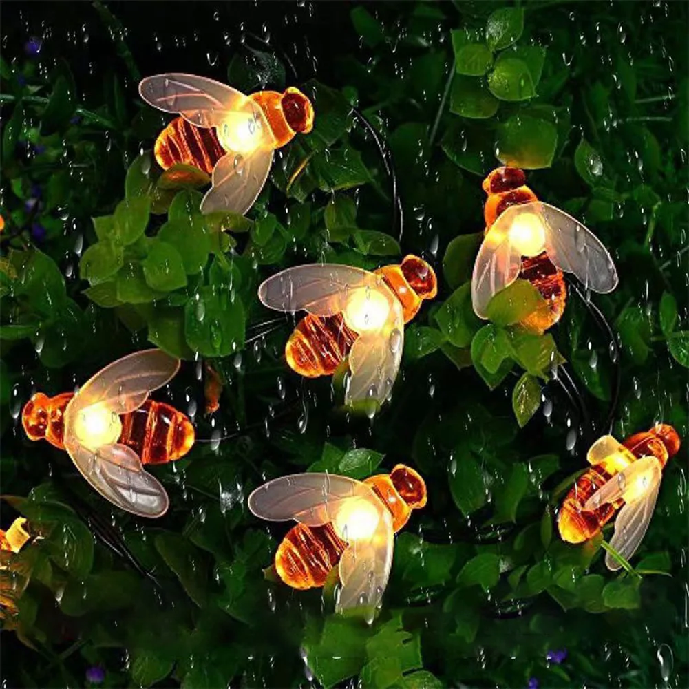 

Solar Powered Bee Honey Shaped LED String Lights Garden Lights Outdoor IP65 Waterproof 20LED 30LED Fairy Light DIY Decoration