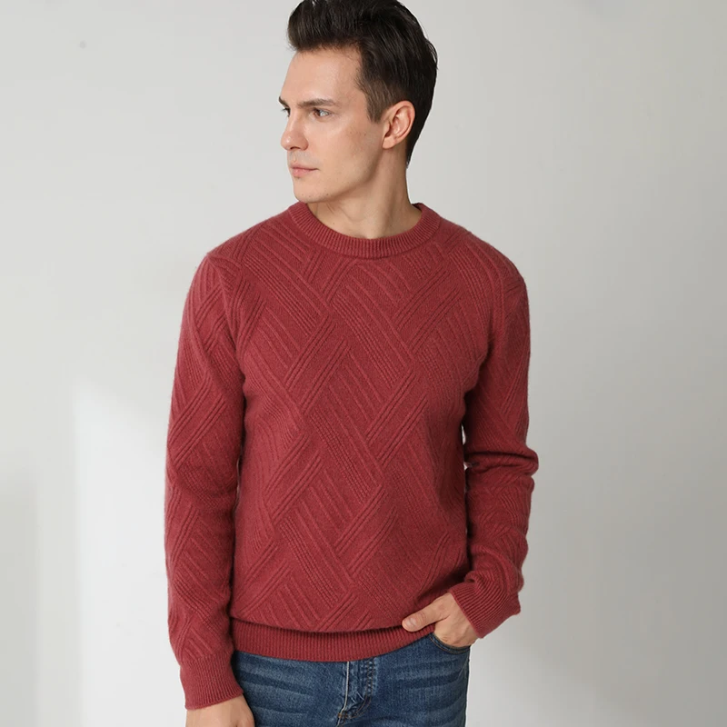 2021 100% Goat Cashmere Knitting Sweaters Men  Autumn New O-Neck Oversize Couple Casual Thicker Tops