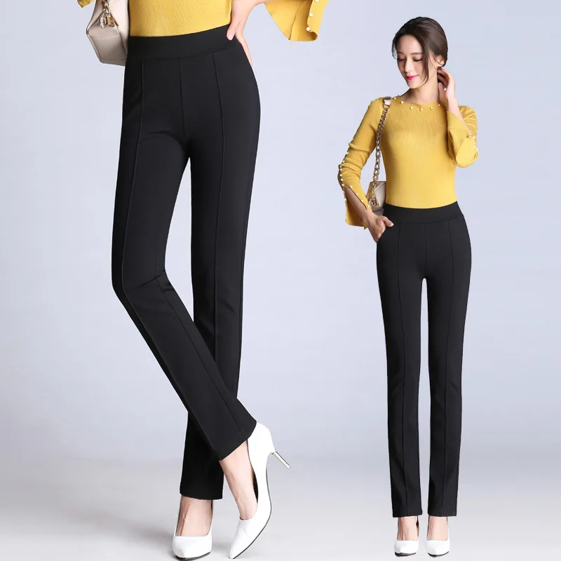 Повседневные маленькие прямые тянущиеся дамские брюки темперамент был тонкий и