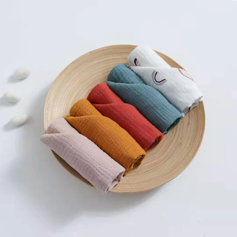 

85DE 5 Pcs Baby Facecloth Baby Bath Towel Handkerchief Cotton Burp Cloth Soft Absorbent Gauze Kindergarten Washcloth