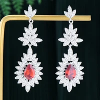 jimbora luxury noble red long pendant earrings for women wedding cubic zircon cz engagement party indian earrings for women 2021