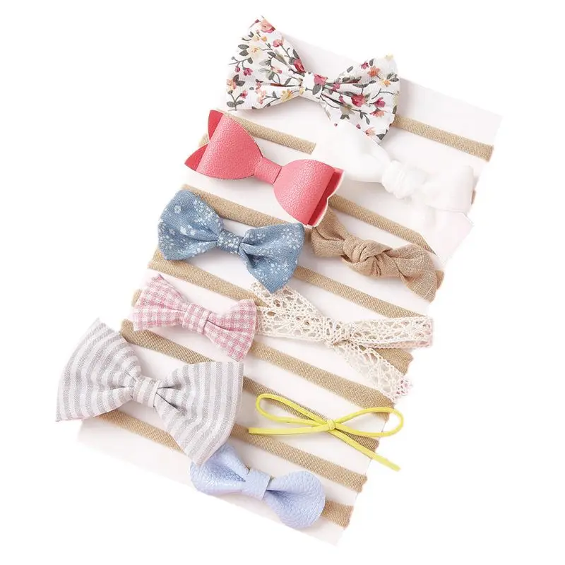 

10Pcs Kids Girls Cloth Bows Ties Headband Princess Elastic Hair Band Headwear