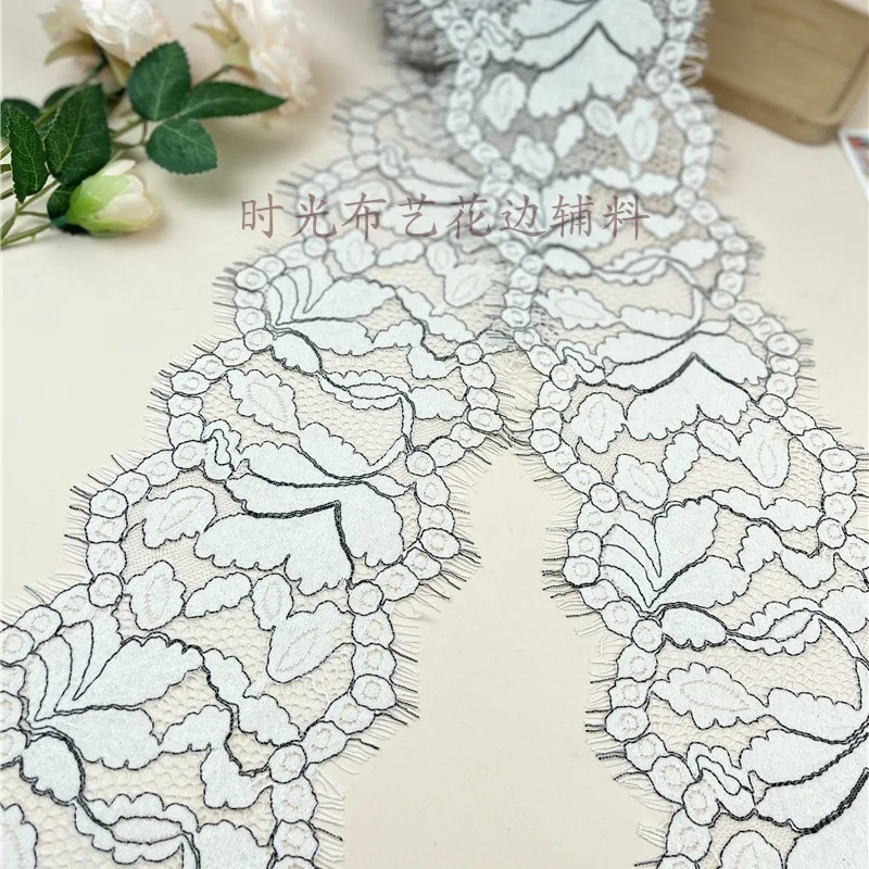 Индивидуальная цена 3 метра ширина 13 см черно-белая кружевная ткань мягкий