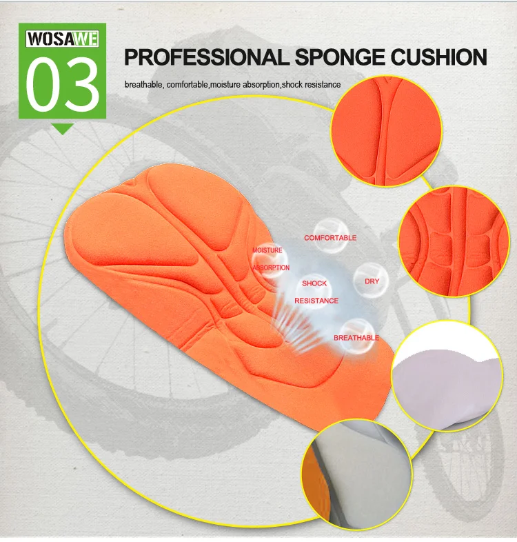 

WOSAWE Cycling Bib Shorts Sponge Mat Mountain Bike Breathable Padded Bike Tights Triathlon Man Bicycle Shorts Under Wear