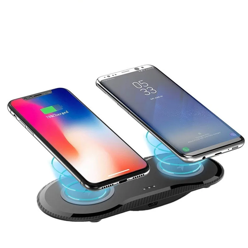Двойное 10 Вт двойное сиденье Qi Беспроводное зарядное устройство для samsung S10 S9 S8 type-C Быстрая зарядка док-станция для IPhone 11 Pro XS Max XR 8 Plus