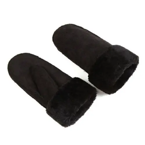 Зимние женские шерстяные перчатки из натуральной кожи кожаные варежки