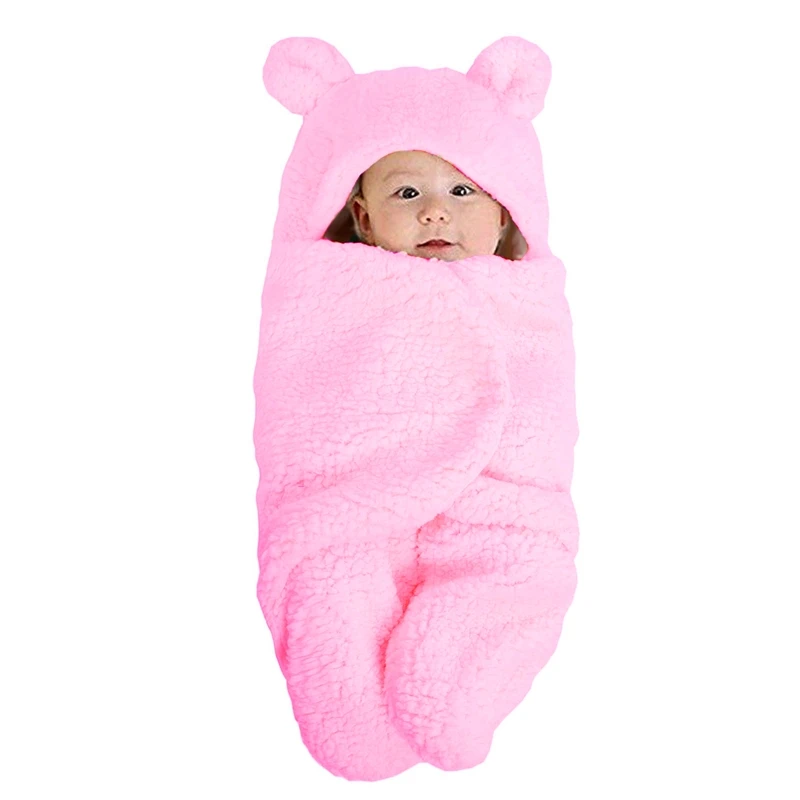 

Newborn Baby Blanket Swaddle Wrap Winter Cotton Plush Hooded Sleeping Bag 0-12M 40JC