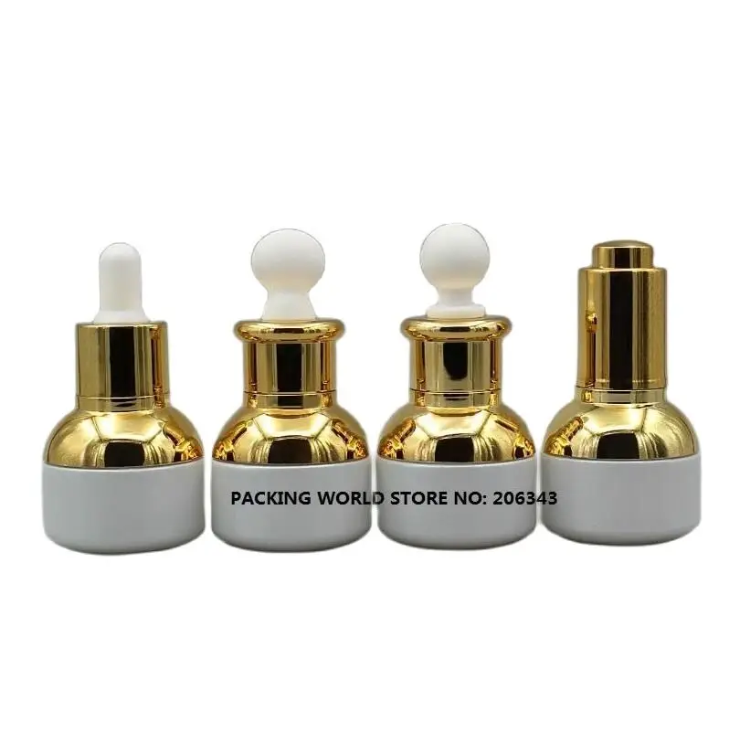 

Белая стеклянная бутылка с золотым наплечным золотым воротником для масла/эссенции/сыворотки/жидкости/ухода за кожей 20 мл