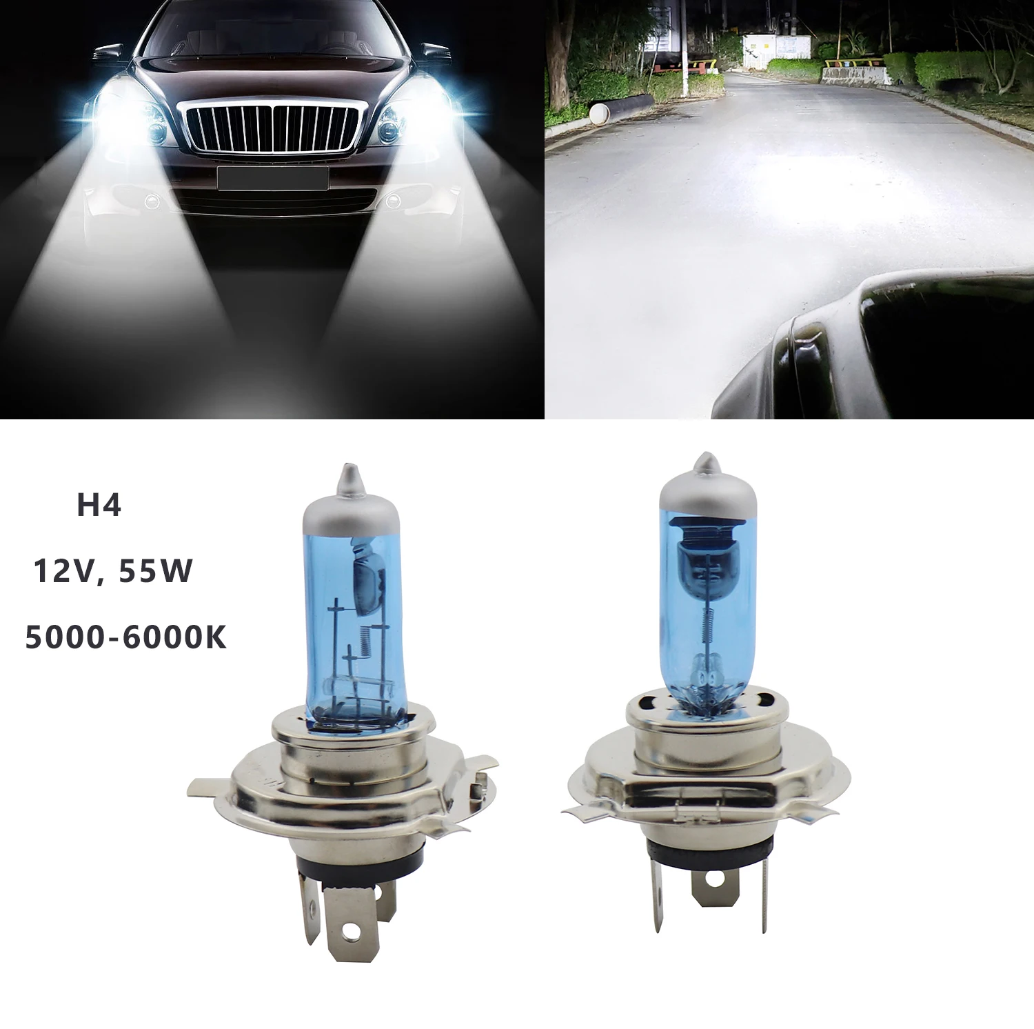 2шт H4 12V 55W ксеноновый галогенный синий автомобильный головной светильник Hi/Lo