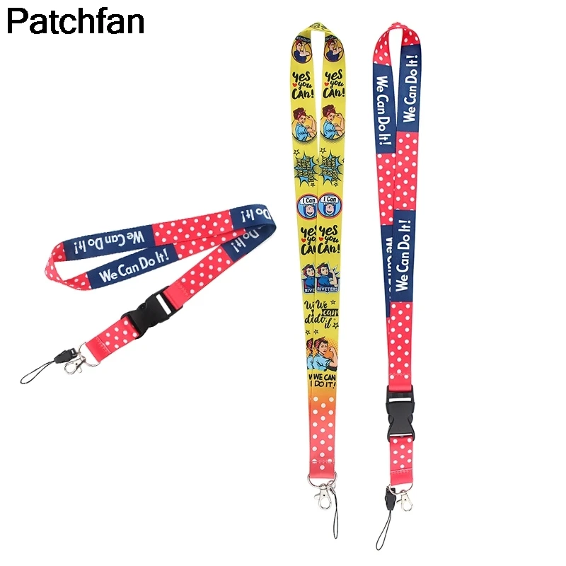 

20pcs/lot A4025 Patchfan We Can Do It Mobile Phone Lanyard For Keys ID Card Pass Gym USB Badge Holder DIY Strap Neck Lanyards