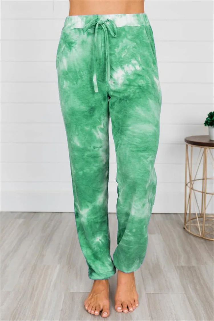 

Женские брюки с принтом Tie-dye, модные женские спортивные брюки со шнуровкой, повседневные брюки, женская одежда