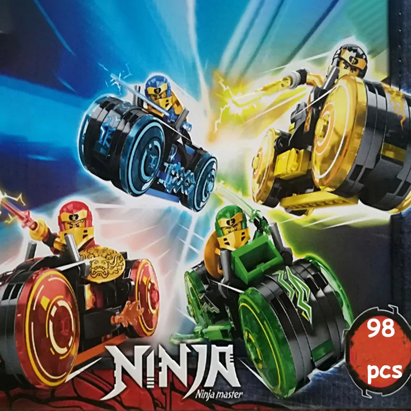 Конструктор 4 типа Ninjago, мотор, мотоцикл, фигурки с оружием, игрушки для детей, подарок для мальчиков