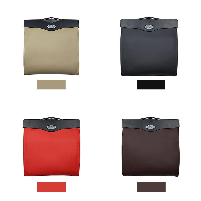 

1Pc 4 Color Leather Foldable Car Trash Bag Multifunctional Environmental Protection Garbage Bag with LED Light Interior Supplies
