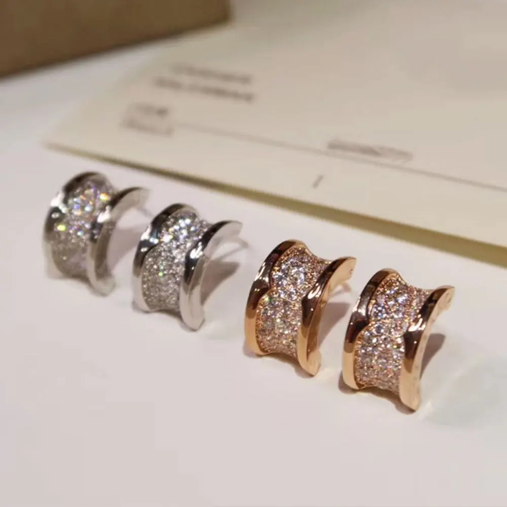 

AYBS Jewelry Earrings Premium Quality BVL Original 1:1 LOGO Rome "Classic Full Set Sparkling Crescent Spring" Earrings Women