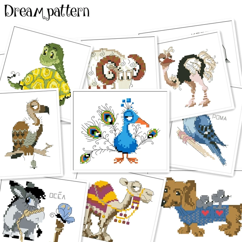 Серия животных вышивка крестиком Павлин собака птица Упаковка 18 карат 14 11 ткань