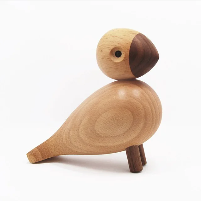 Beech wood bird 1 шт. обезьяна основной цвет деревянные ремесла обработки тика подарки в виде животного практичные домашние твердые деревянные украшения - Цвет: Beech wood bird