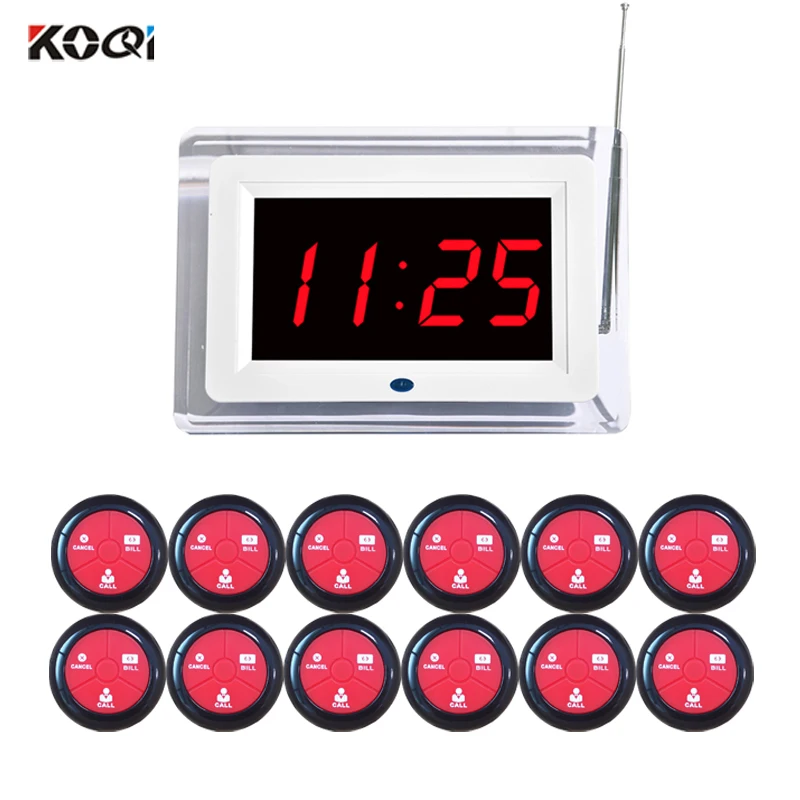 Restaurant Server Pager Wireless Calling System Table Buzzer Waiter Paging 1 Number Display 12 Call Bell