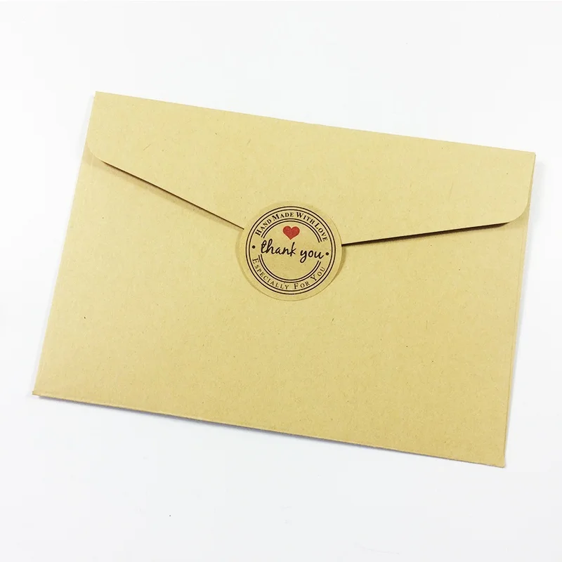 500 шт./лот спасибо Крафт круглые этикетки наклейки ручной работы с любовью