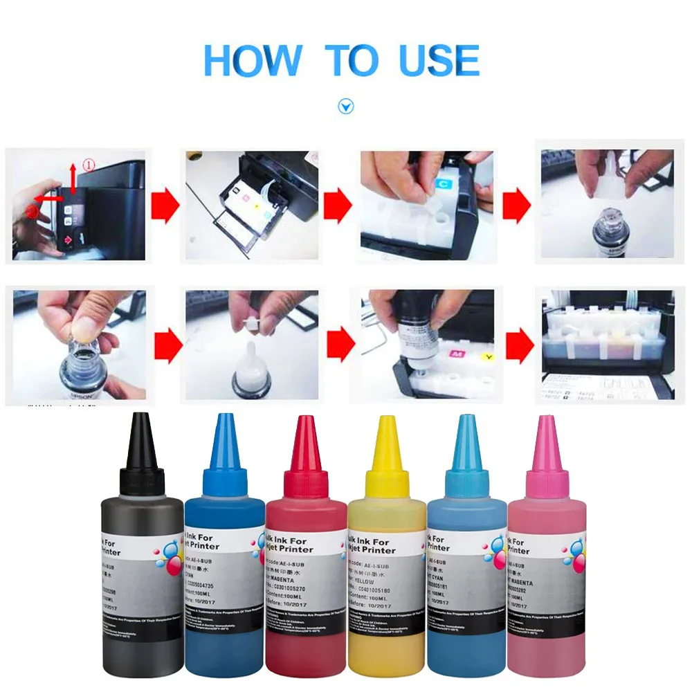 

DMYON Thermal Transfer Sublimation Ink Compatibel for Epson Expression Premium XP 530 540 630 635 640 645 830 900 XP7100 Ink