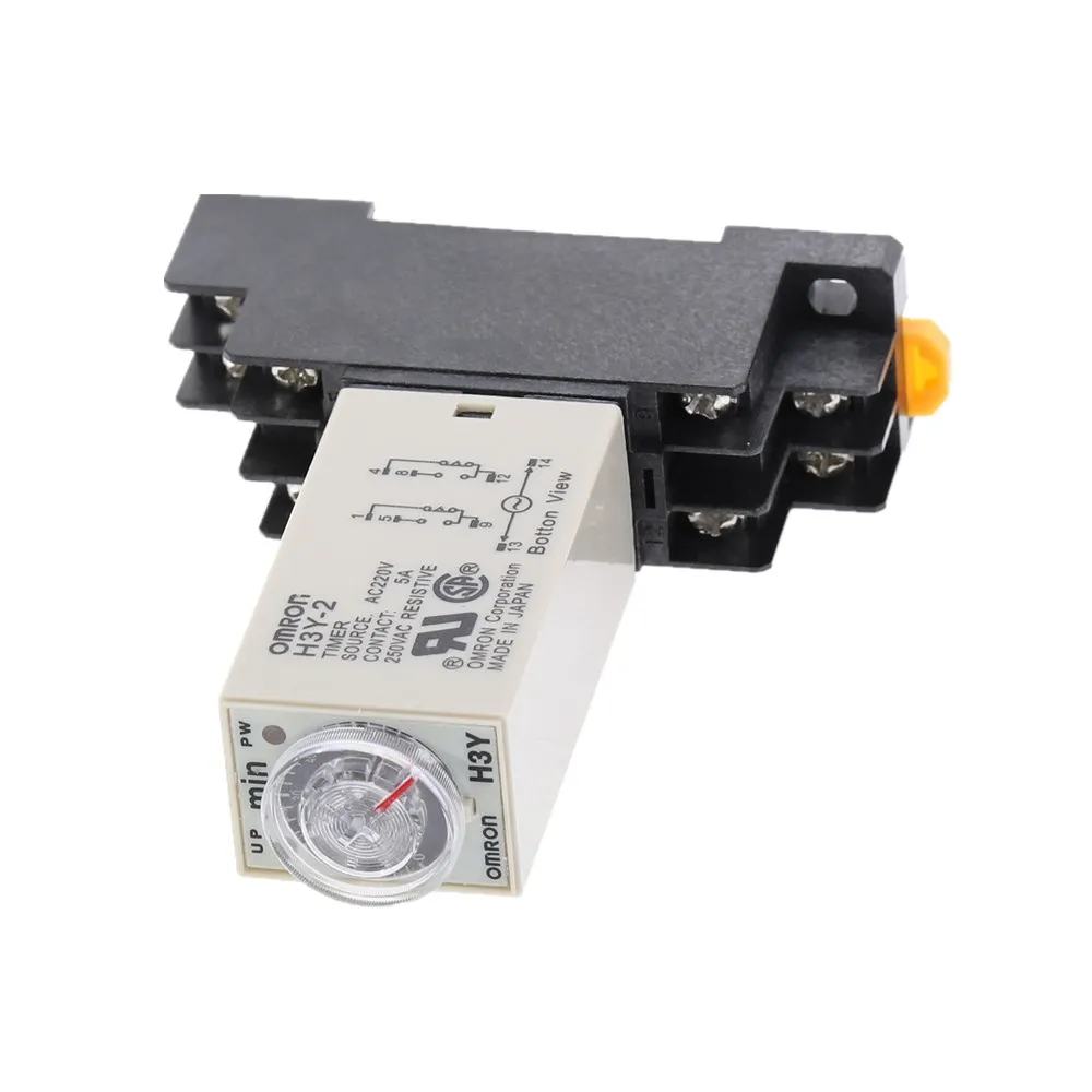 1pcs H3Y-2 Delay Timer Time Relay AC220V 110V/DC12V 24V 0 - 3 Minute with Base 5A | Обустройство дома