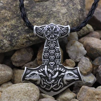 nordic viking amulet goat thors hammer pendant necklace primitive animal knot viking pendant mens necklace