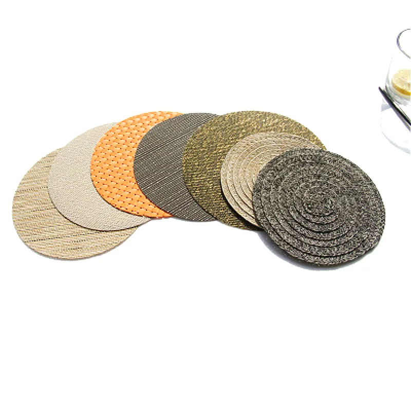 Linen Napkins Round Design Table PVC Woven Pad Solid Placemats Non Slip Mat 10cm Insulation Mats | Дом и сад