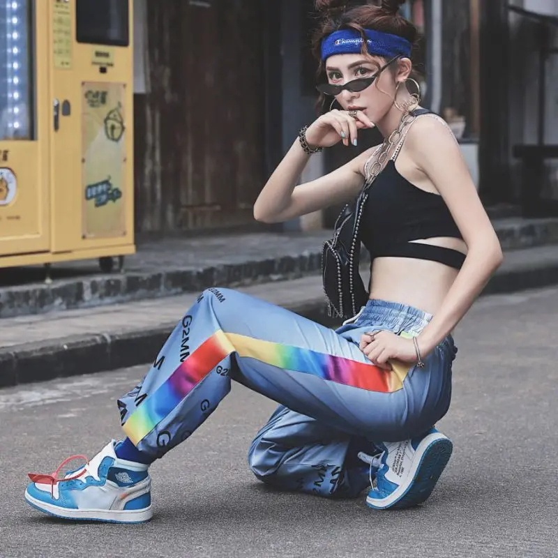 

Women Harem Pants Gradient Print Pants Full Length Loose Mujer Sporting Elastic Waist Casual Combat Streetwear W1