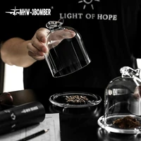 mhw 3bomber coffee bean smelling cup cover set kitchenware lock fragrance transparent glass coffee cup cover dessert accessories
