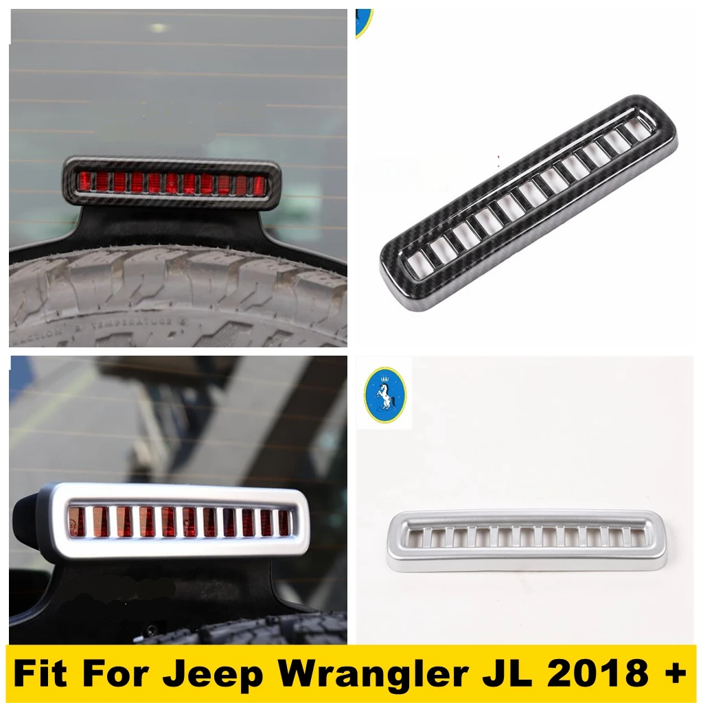

Auto Accessory Rear High Position Brake Parking Lights Lamps Cover Trim Carbon Fiber Look ABS For Jeep Wrangler JL 2018 - 2020