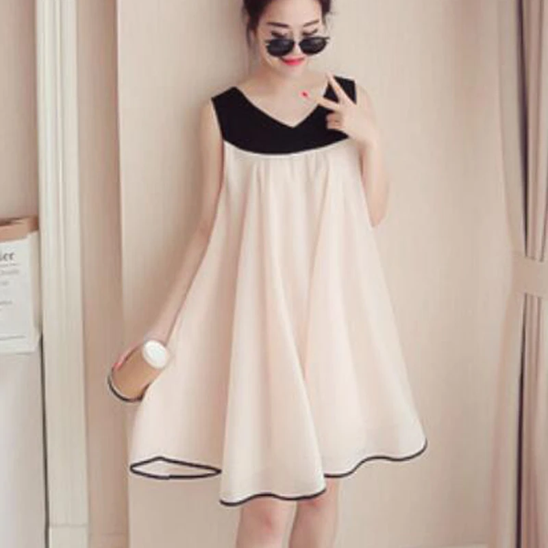 

V-Neck Casual Dresses Chiffon Maternity Dresses For Pregnant Women Clothes Summer Sleeveless Pregnancy Dress Maternity Clothing