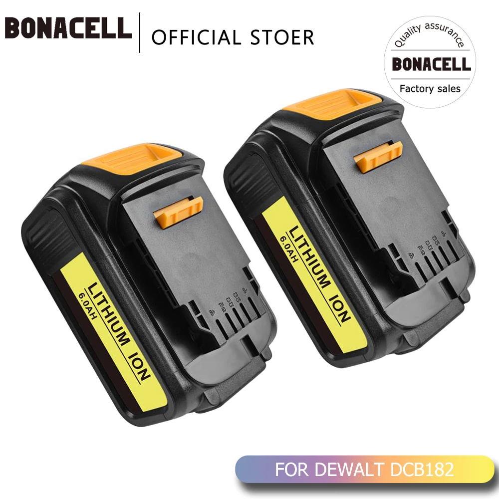 Bonacell 6000 мА/ч, 18V для Dewalt Мощность инструмент Батарея для DCB180 DCB181 DCB182 DCB201 DCB201-2 DCB200 DCB200-2 DCB204-2 L50