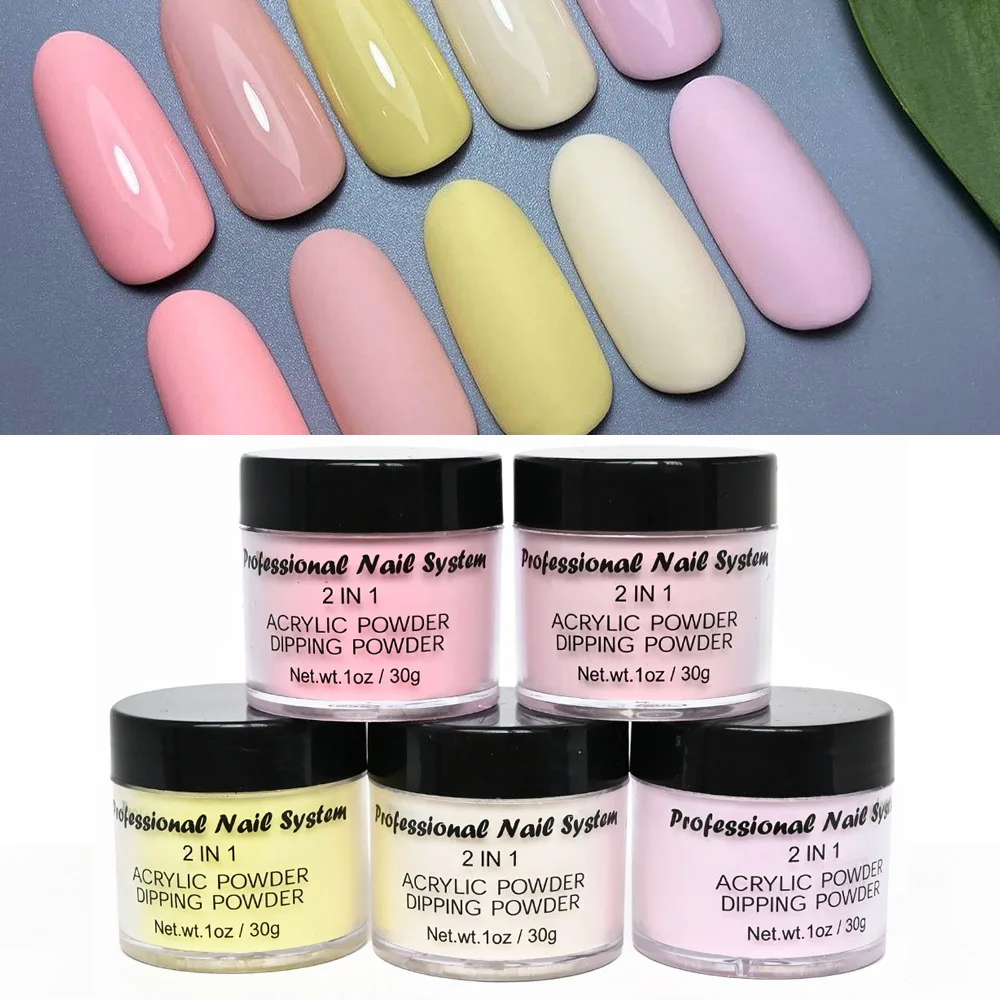 

1 Oz/Bottle 2 in 1 Nail Art Acrylic Powder Pink Yellow Nude Brown Collection Supplies Dust Mia Secret Carving/Dipping Powder V0S