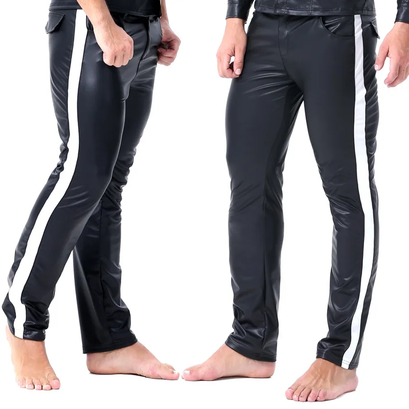 Faux Leather Pants Fitness Sports Joggers Motorcycle Tigs Latex Bodybuilding Trousers PVC Casual Clubwear Plus Size 2XL |