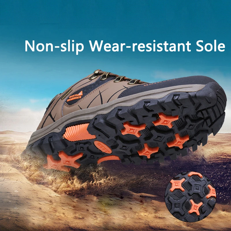 Мужская обувь для пешего туризма водонепроницаемая кожаная мягкая