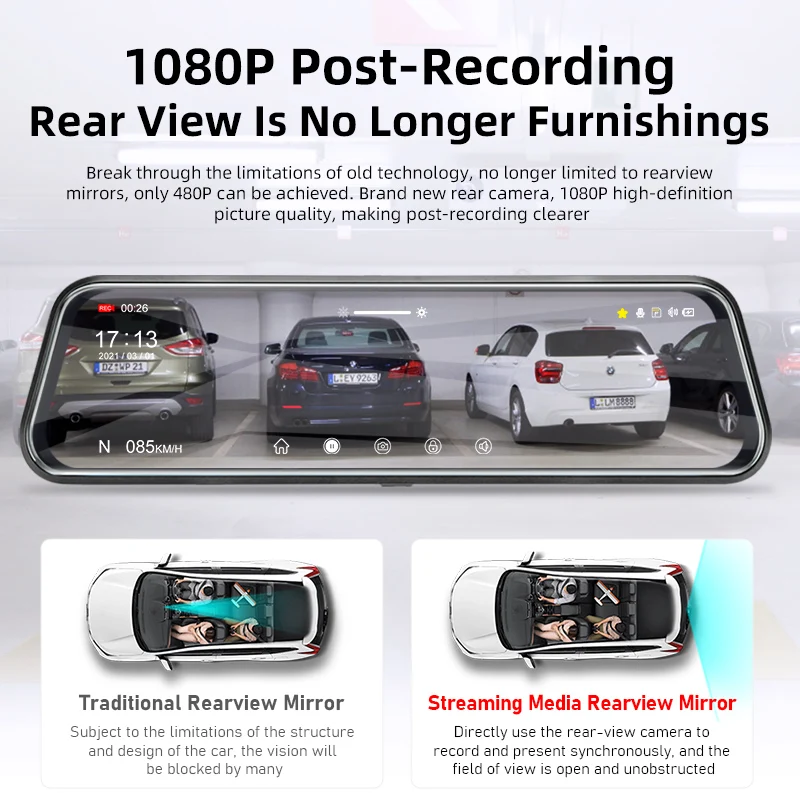 Jansite 10 дюймовый видеорегистратор с GPS FHD 1080P камера заднего вида трекер