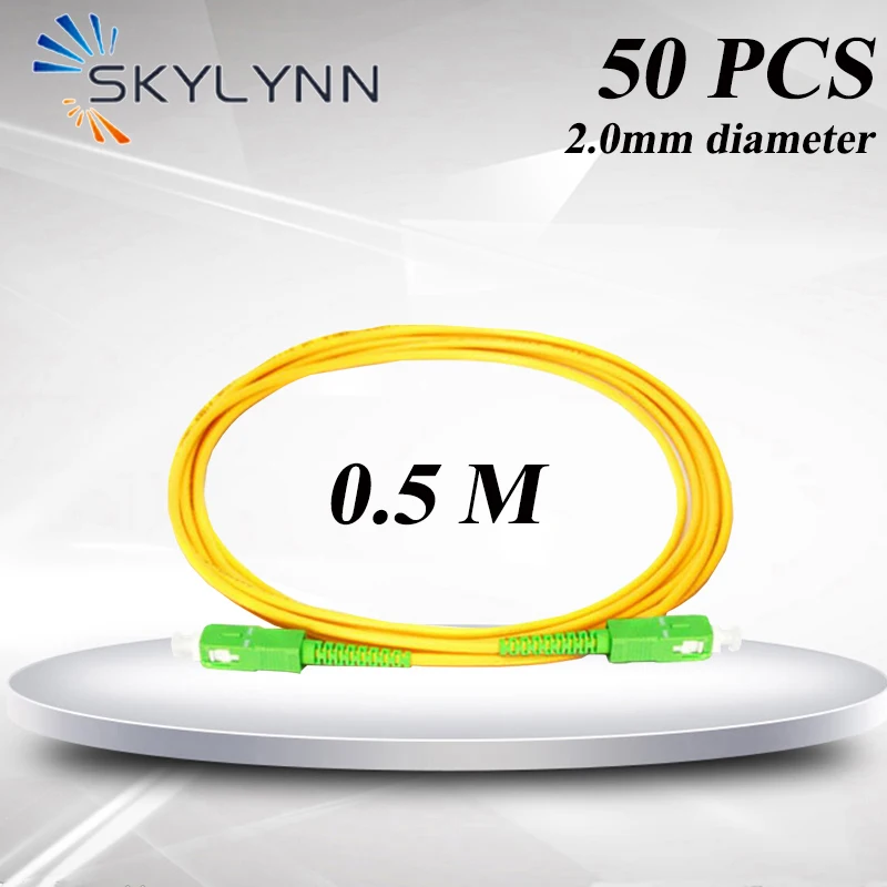 50 PCS 0.5 Meter Short Fiber Optic Patch Cord, SC/APC-SC/APC SM G652D/G657A1/G657A2 SX Core 2.0mm Optical Fiber Jumper