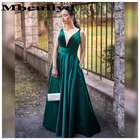 Mbcullyd темно-зеленое платье На Выпускной платья Длинные 2020 v-образным вырезом с карманом вечернее платье для женщин с открытой спиной длина до пола robe de soiree