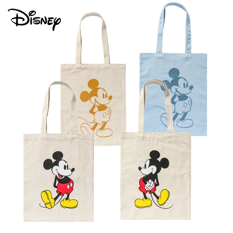 Натуральная парусиновая сумка Disney Mickey женская сумка через плечо Студенческая сумка в стиле ins японская маленькая тканевая сумка Хлопковая Сумка Diagona - изображение