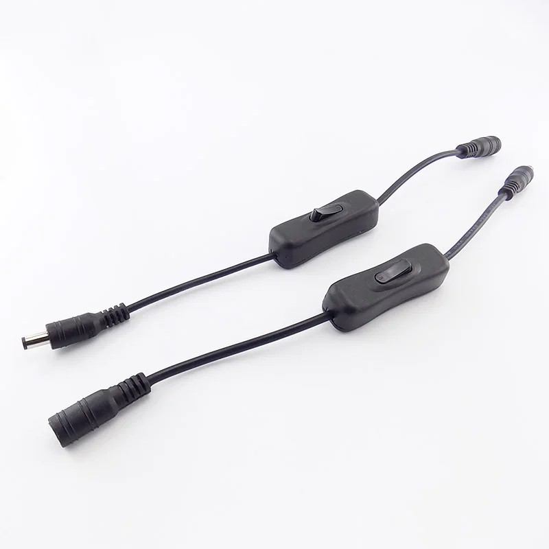 

DC power switch 5.5 X 2.1mm DC Power Connector Male Plug to Female adapter Cable Wire Line black DC5-24V