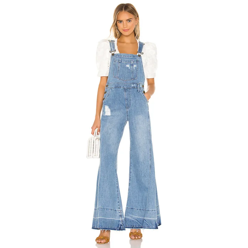 

Женский джинсовый комбинезон Lugentolo, Модный повседневный длинный рваный джинсовый комбинезон с эффектом потертости для весны и осени