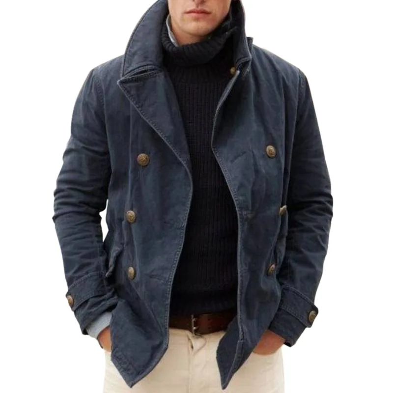 

New Men's Leisure Fashion Male Line Pure Color Coat Long Sleeve Streetwear Cool Trench Spring And Autumn