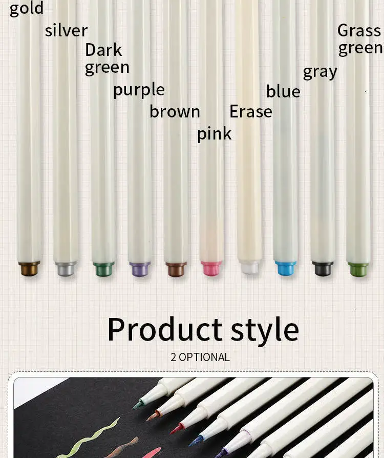 10pcs/lot STA Metallic Marker Pen School art supplies Scrapbooking Crafts Soft brush pen fineliner permanent Stationery 04312