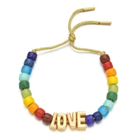 new colorful stone bohemian rainbow beads bracelets for women jewelry braided handmade love letter jewelry gift pulseras